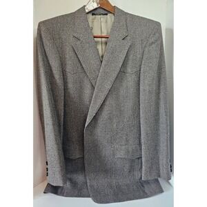 Don's Western Wear Herringbone Brown/Grey Wool Sport Coat 44L Cowboy Western